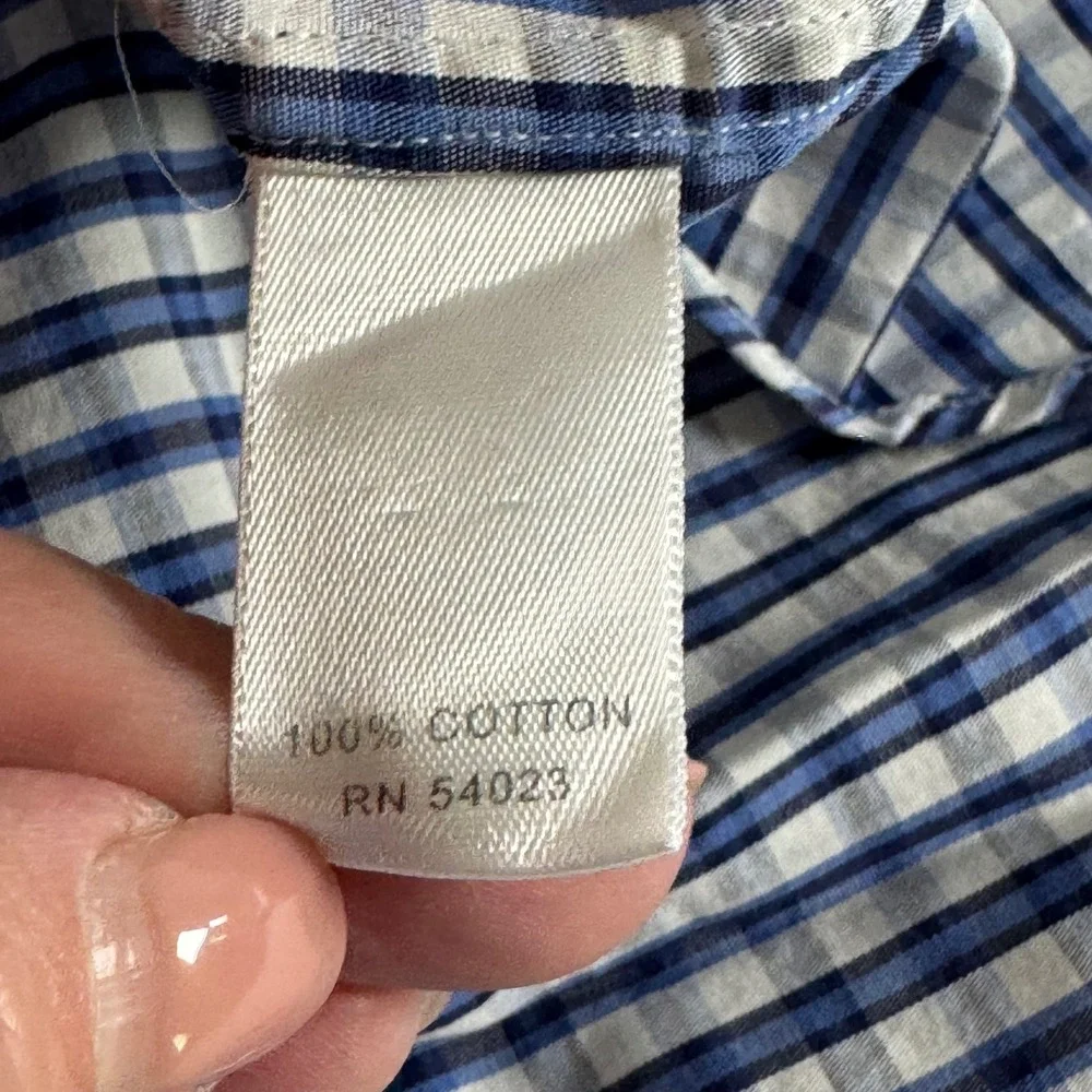 Banana Republic Men's Size Large Fitted Blue Gingham Button‎ Down Shirt